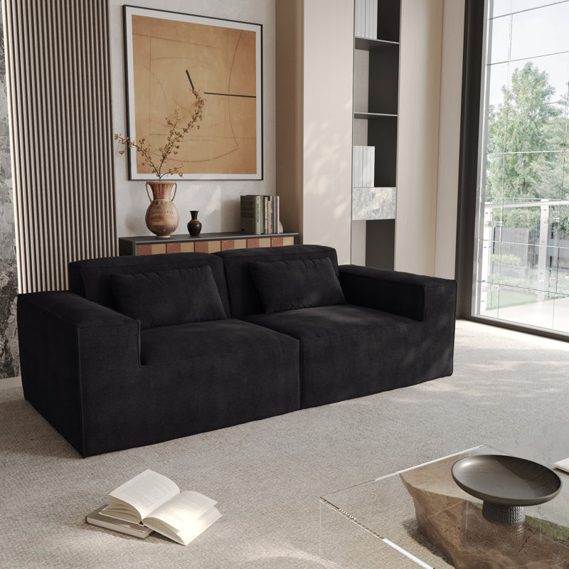 Berrysburg 82'' Upholstered Modular Sofa, Black