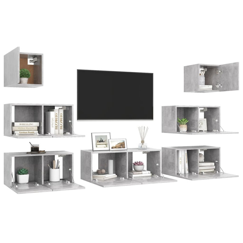 Axtin Unfinished Floating Entertainment Centre for TVs up to 88", Concrete Grey