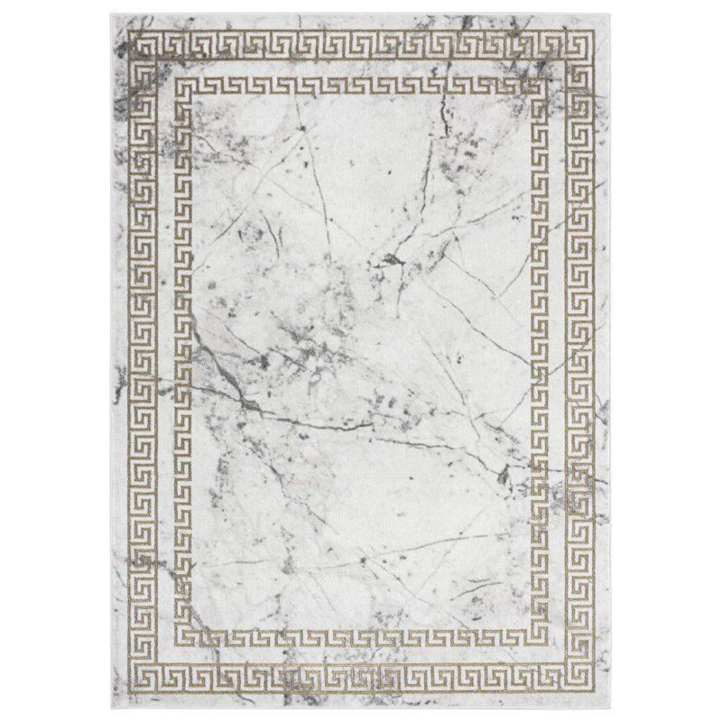 Tapis crème / ivoire bolologien abstrait, Rectangle 5 pi 2 po x 7 pi 5 po