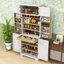 Armoire garde-manger haute avec support à vin, 4 tablettes réglables, tiroir caché et armoire polyvalente-1755717025