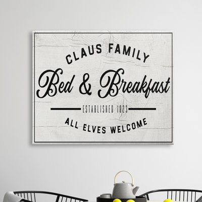 Claus Family Bed & Breakfast Charming Christmas Holiday - Textual Art