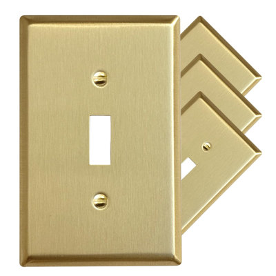 Rio Salto BRASS Signature Collection Rocker Wall Plates, Medium Size 3.125" x 4.94" 1-Gang Metal Light Switch Plate, Decorative Wall Plates, Premium Wall Plates