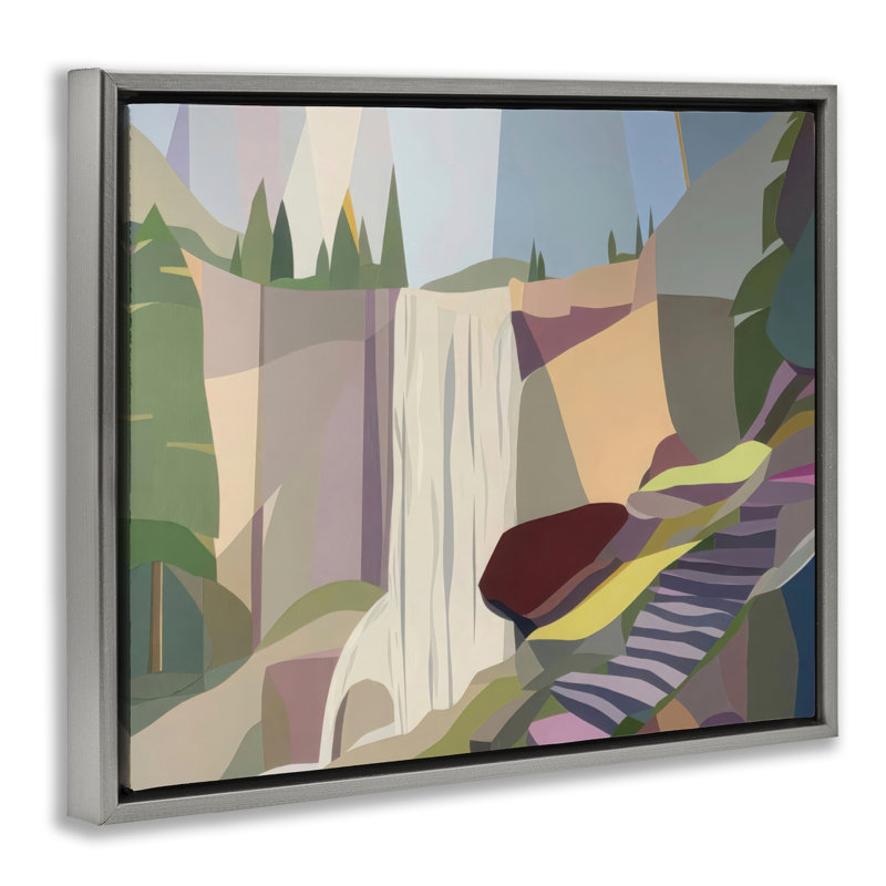 Cadre flottant Yosemite & Mist Trail, design par Melba Browne, Cadre flottant gris lustré, H 17 po x l 21 po