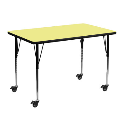 Goddard Commercial Adjustable Height Rectangular Activity Table with Locking Casters