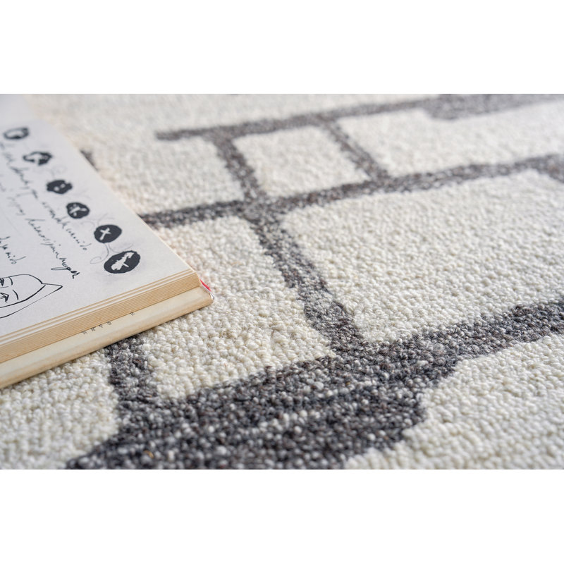Naturals Hand Tufted Geometric Area Rug in Charcoal/Ivory/Gray, Rectangle 8' x 10'
