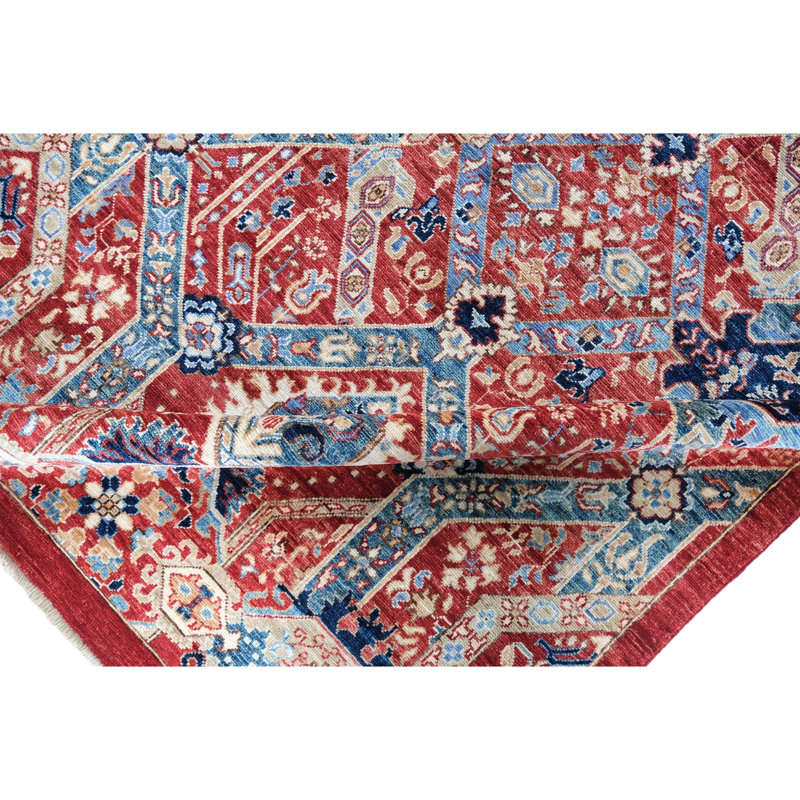 Hand Knotted Wool Area Rug in Red