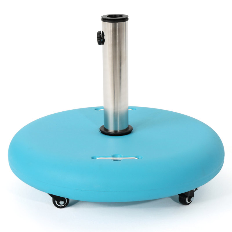 Base de parasol en béton robuste - support en acier inoxydable, bleu sarcelle, 22,28 po x 22,28 po x 16,76 po, peut accueillir un poteau de 1,6 po à 2,2,2 po, un support réalisable jusqu'à 11 pi P 22,28 po x l 22,28 po x H 16,76 po, convient au diamètre maximal