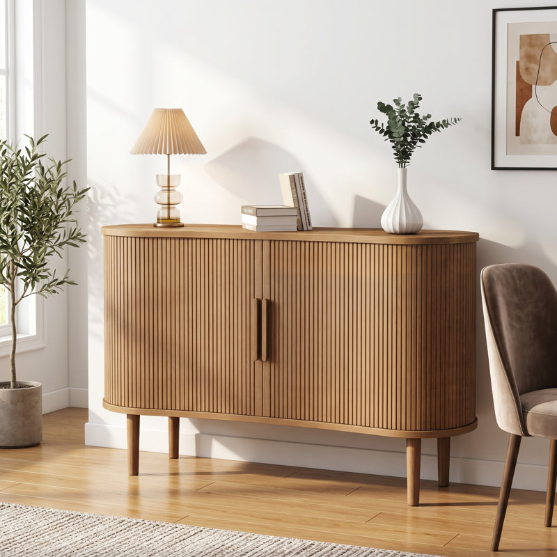 Buffet 55 "avec portes et tablettes, armoire de rangement crédence pour le salon, noyer, Noyer