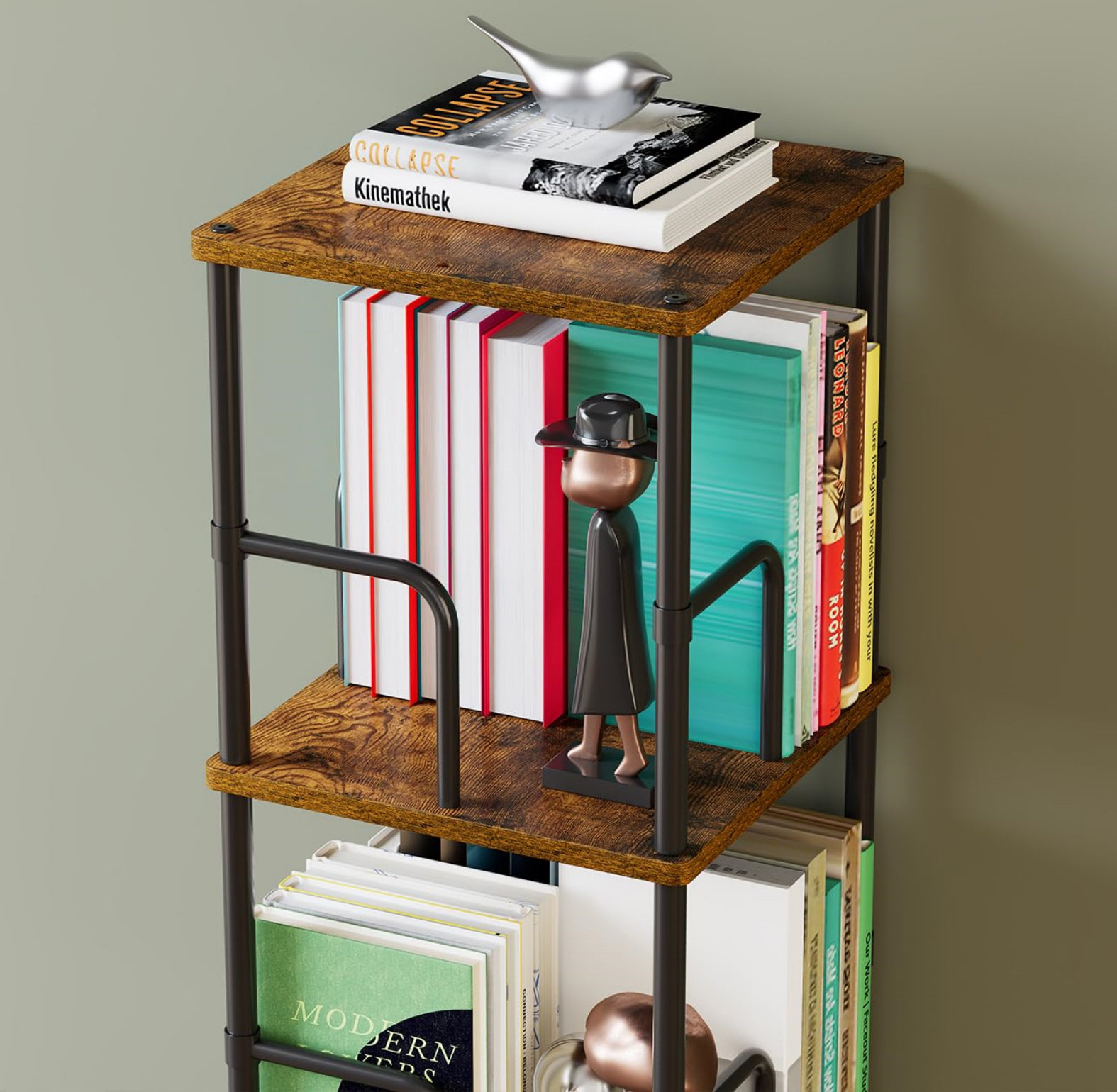 17 Stories 4 Tier Rotating Book Shelf, For Bedroom,Living Room, Sturdy ...