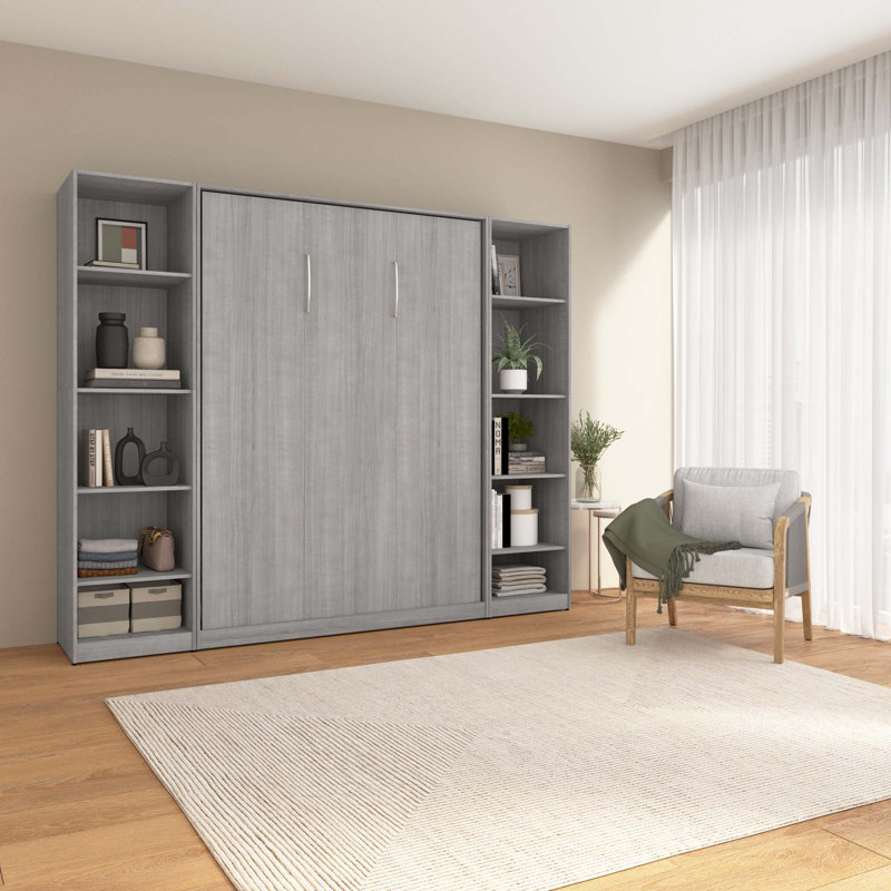 Oneybrook Metal Murphy Bed, Platinum Gray, Full / Double