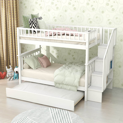 Dorithy Kids Twin Over Twin Bunk Bed with Trundle