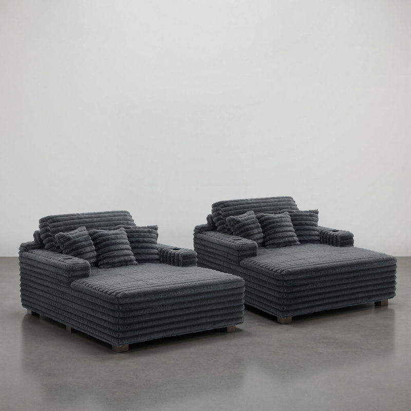 Upholstered Chaise Lounge, Dark Grey