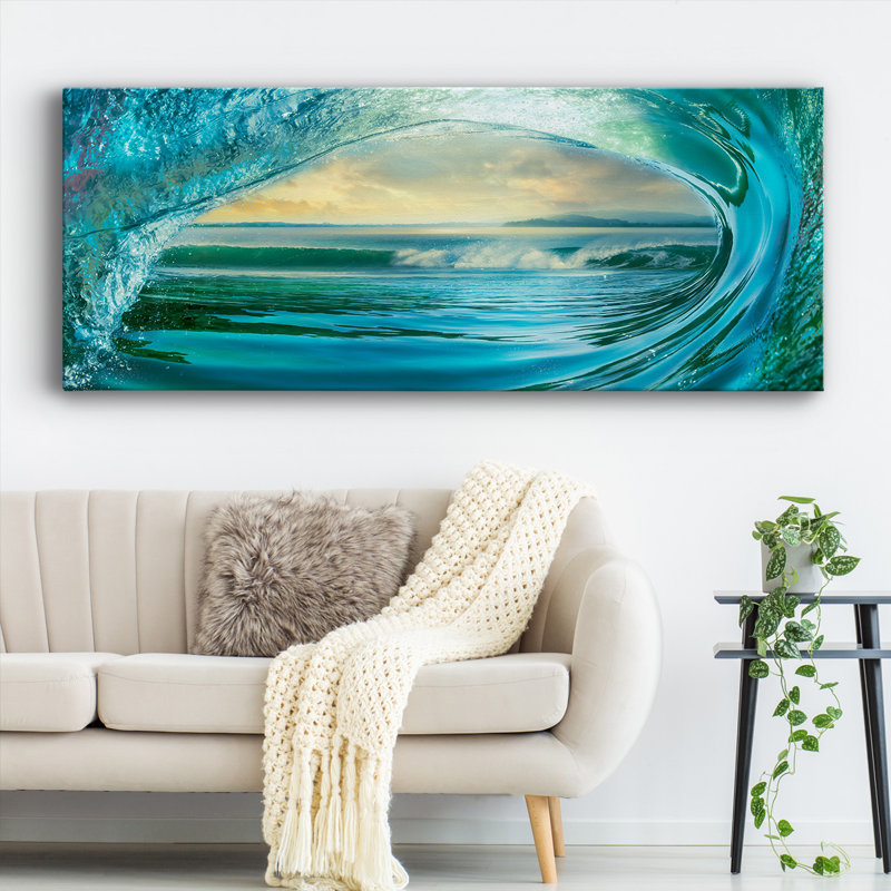 Grande vague sur toile, H 20 po x l 50 po x P 1,5 po