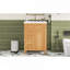 Meuble-lavabo 24 po avec lavabo, meuble-lavabo en bois avec tiroir rabattable, 2 tiroirs à fermeture en douceur, 1 porte à fermeture en douceur, bois massif et panneau de fibres à densité moyenne, poignées en bois élégantes