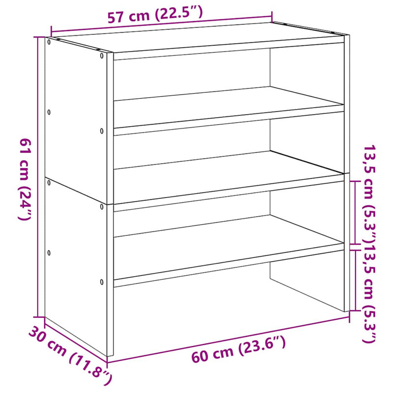 Latitude Run Shoe Racks 2 Pcs Stackable 60X30x30.5 Cm, Sonoma Oak