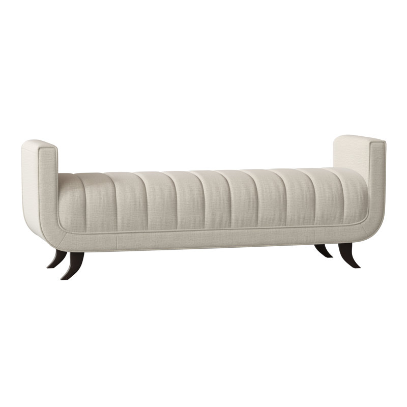 Salon Upholstered Bench, American Walnut, Maya Cyan