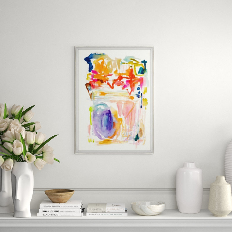 Into The Lake II Painting by Sara Brown, Glass Framed Custom, 29.75" H x 21.75" W x 1.5" D