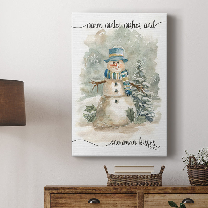 Snowman Kisses - galerie personnalisée enveloppée Cavas