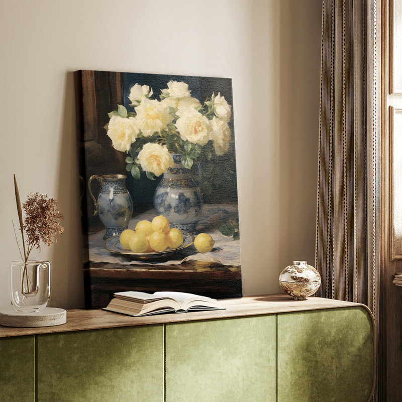 Motif floral rétro CCVII - Cavas enveloppés de galerie, H 36 po x l 24 po