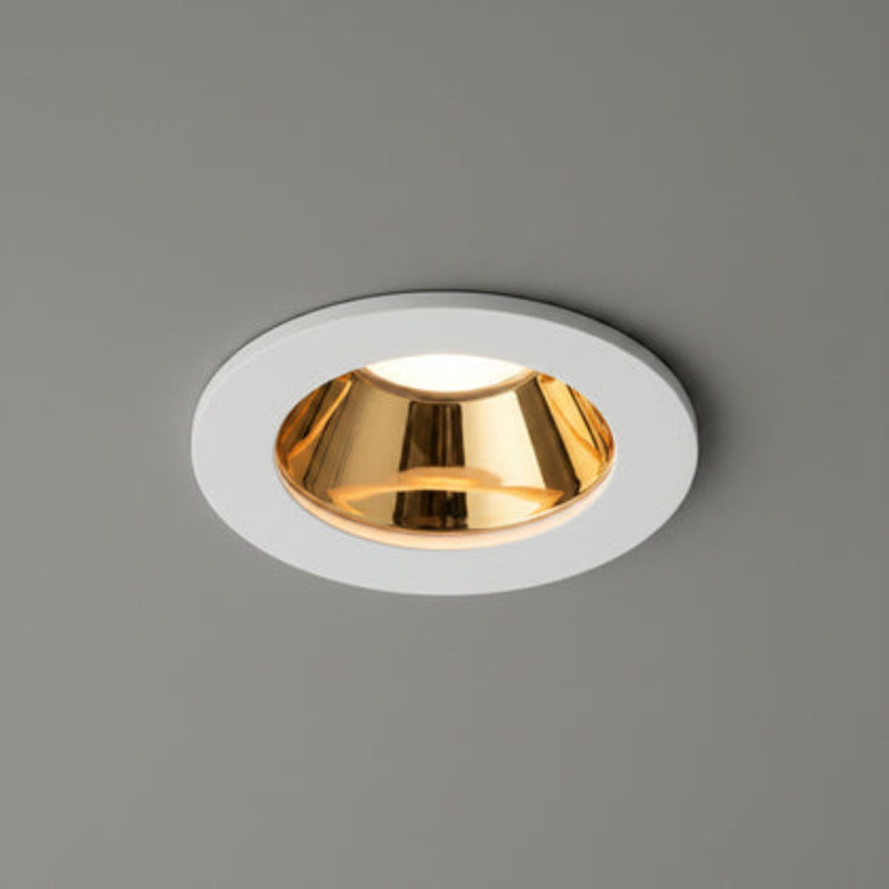 9 Watt White Recessed LED Downlight Fitting, White/Gold