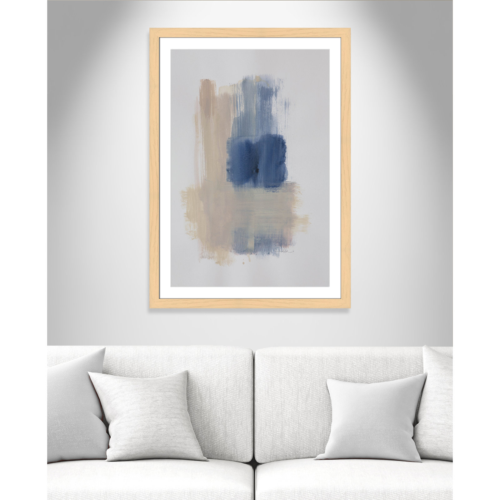 Esmeray "Powder Room Wash III" Print, 43" H x 31" W x 1.25" D, Natural Cube Frame Matted