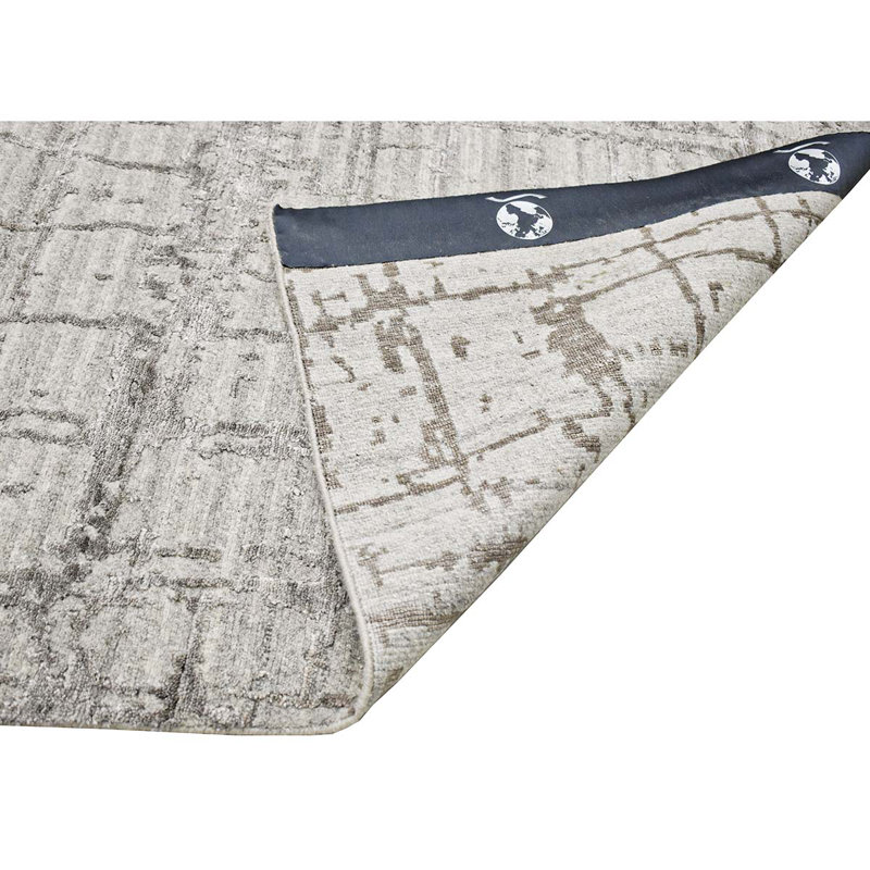 Hand-Knotted High-Quality Natural and Silver Area Rug