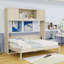 Lit escamotable double avec tablettes de rangement-216378156-216378158