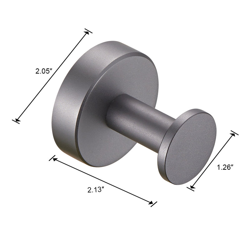Redolent 2 Pack Knob Robe/Towel Hook Withscrews In Grey, Stainless Steel