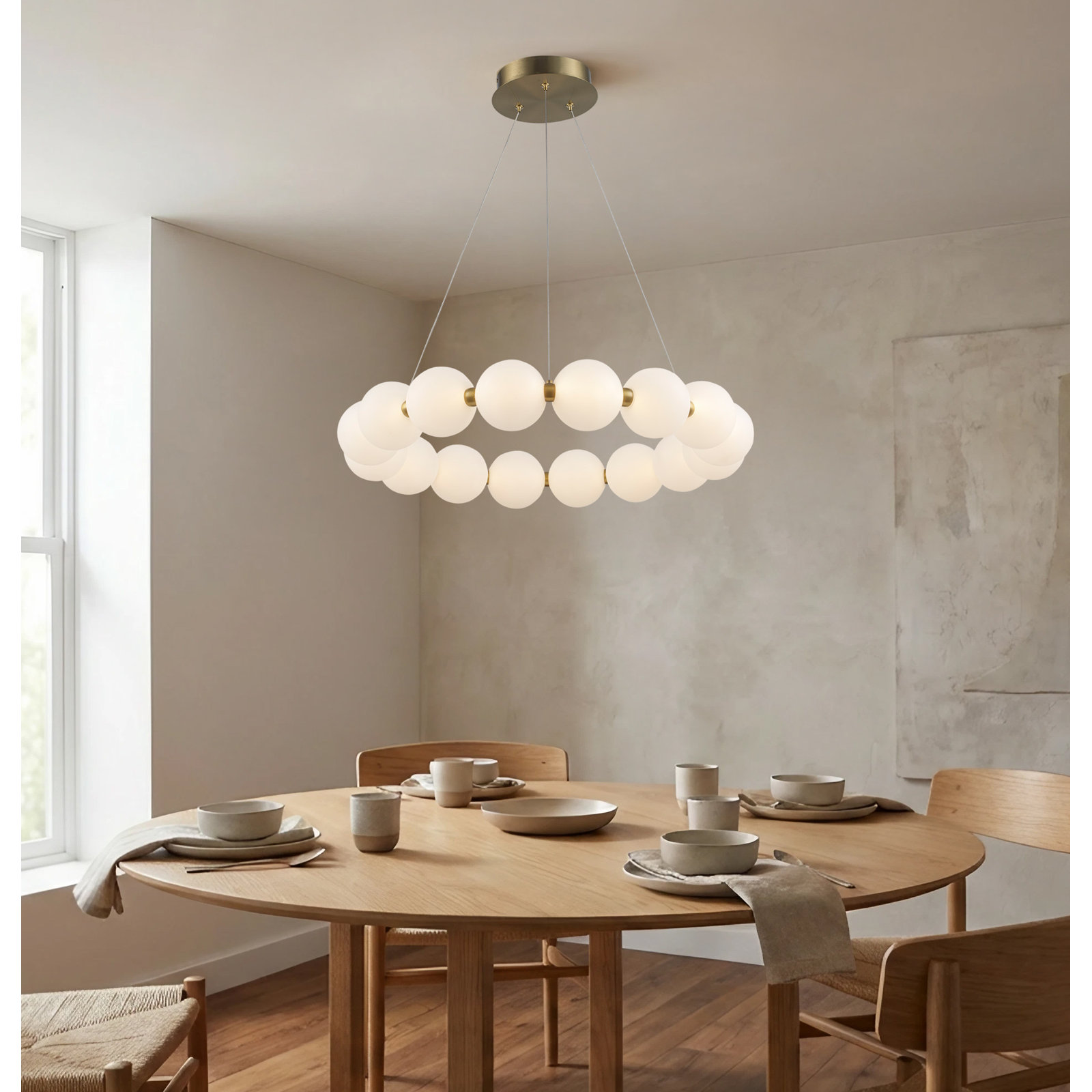 Minza 21-Light Chandelier, Antique Gold, 103" H x 25.75" W x 25.75" D