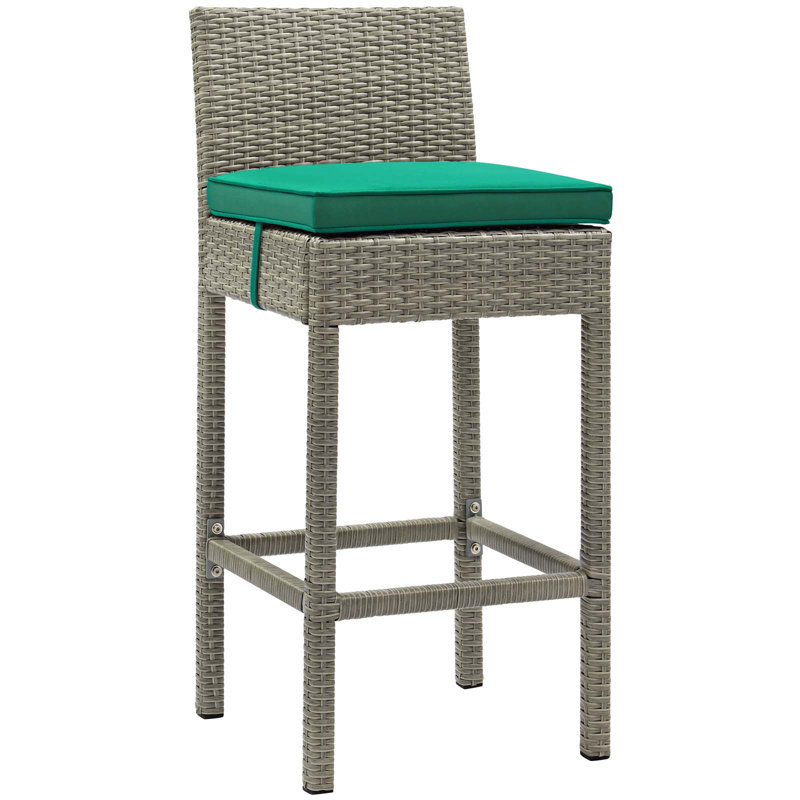 Tabouret de bar Havenside Home Bocabec, Vert, Velours gris pâle