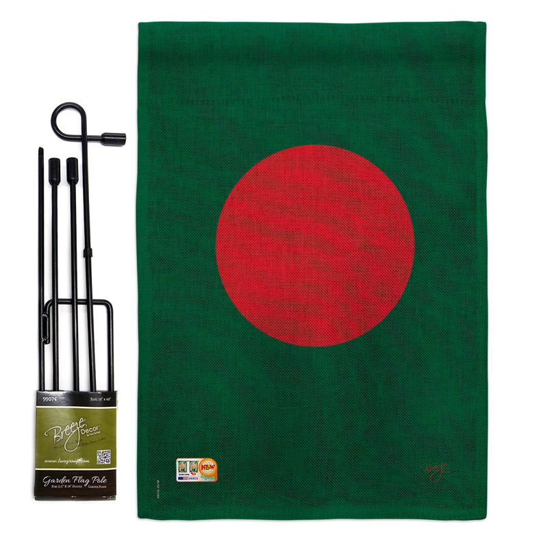 Le bangladesh the world en toile jute, expositions à 2 côtés, 19 po x l 13 po ensemble de drapeau