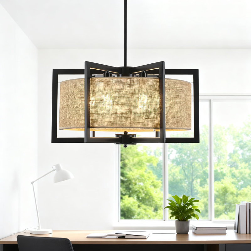 Luminaire suspendu industriel moderne à 6 lumières de style lustre cylindrique moderne à hauteur réglable pour le hall d'entrée du vestibule