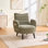 Fauteuil de style moderne avec tissu sablé, poche de rangement latérale, pieds en bois massif, fauteuil de lecture confortable pour le salon, la chambre à coucher, le bureau