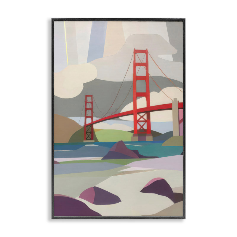 «Golden Gate Bridge», giclée par Melba Browne, H 30 po x l 20 po, Giclée encadrée noir minuit