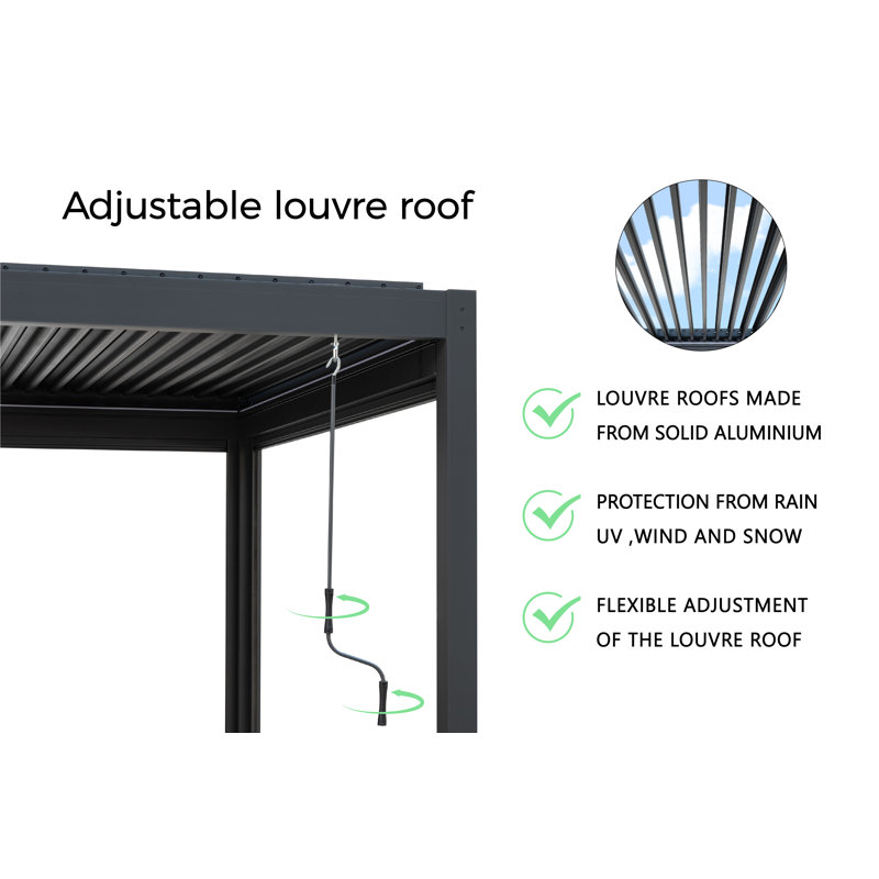 3m x 3m Aluminum Pergola, 240cm H x 400cm W x 300cm D