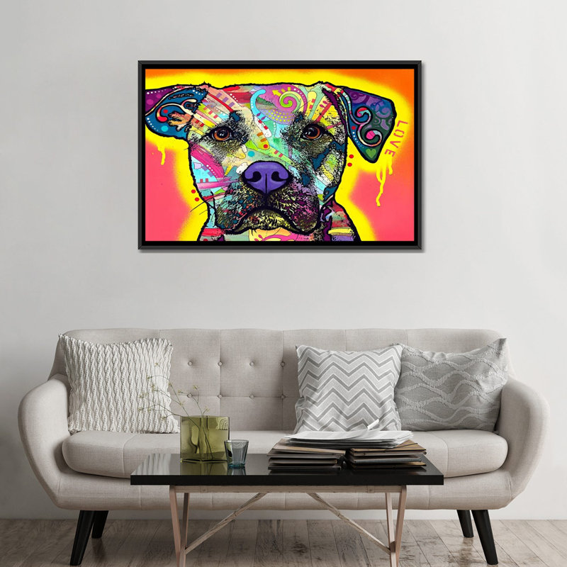 «Drip Love» par Dean Russo - impression sur toile tendue, H 18 po x l 26 po x P 1,5 po, Cadre noir