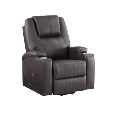Brown 2-Cup Holder Power Lift Recliner