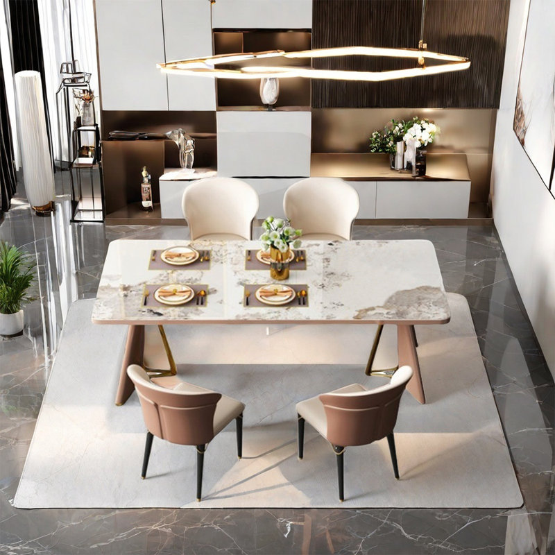 Italian modern light luxury dining table sets, 29.5"H x 70.9"L x 35.4"W