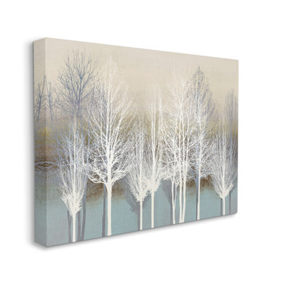 «Winter Tree Forest Silhouettes Over Abstract» par - Impression