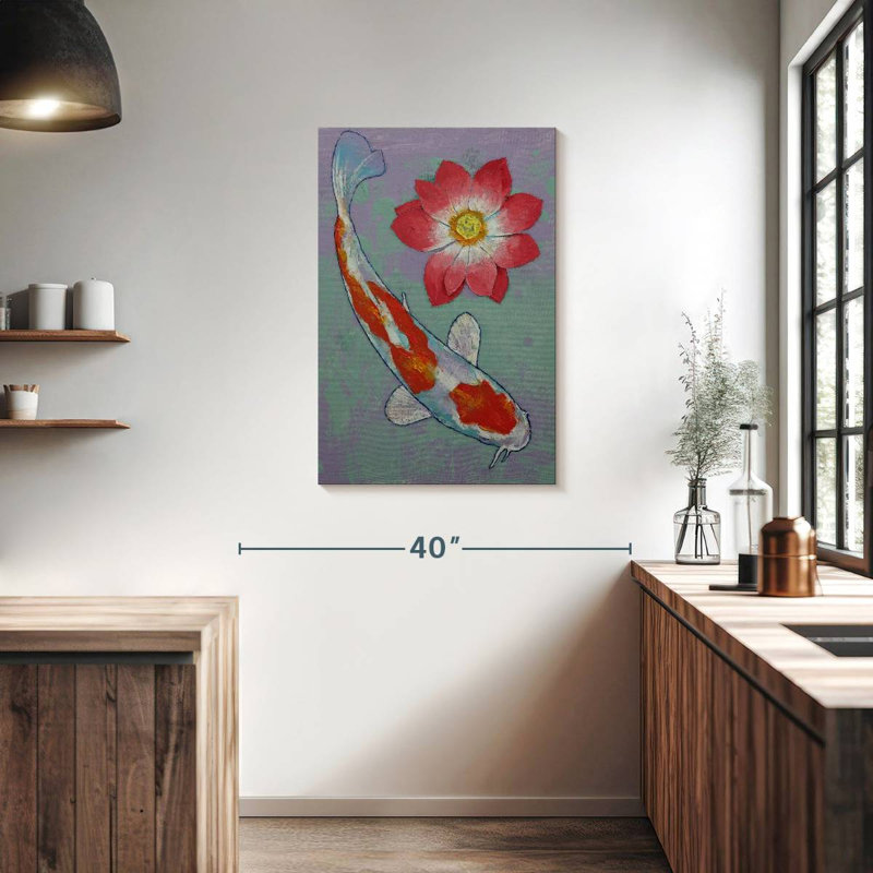 Brampt Koi And Lotus, 36" H x 24" W