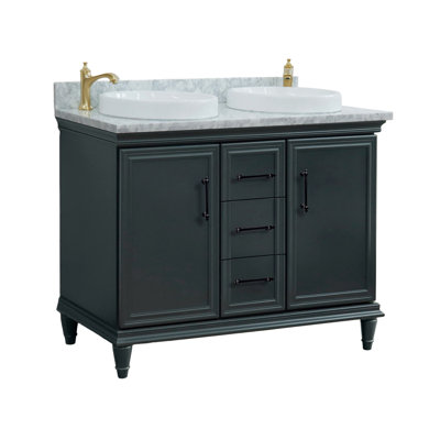 Meuble-lavabo double 49 po et lavabo rond