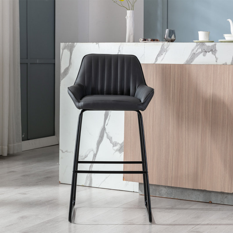Ottilie Pu Bar Stool 2pcs , Grey, 1