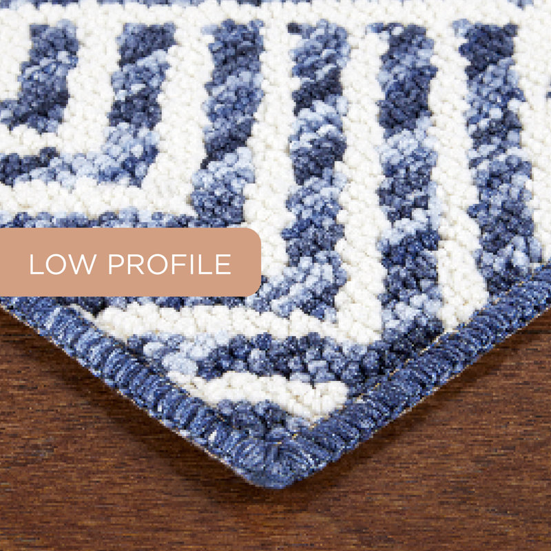 Navy Blue Tufted Synthetic 24" x 72" Runner Rug