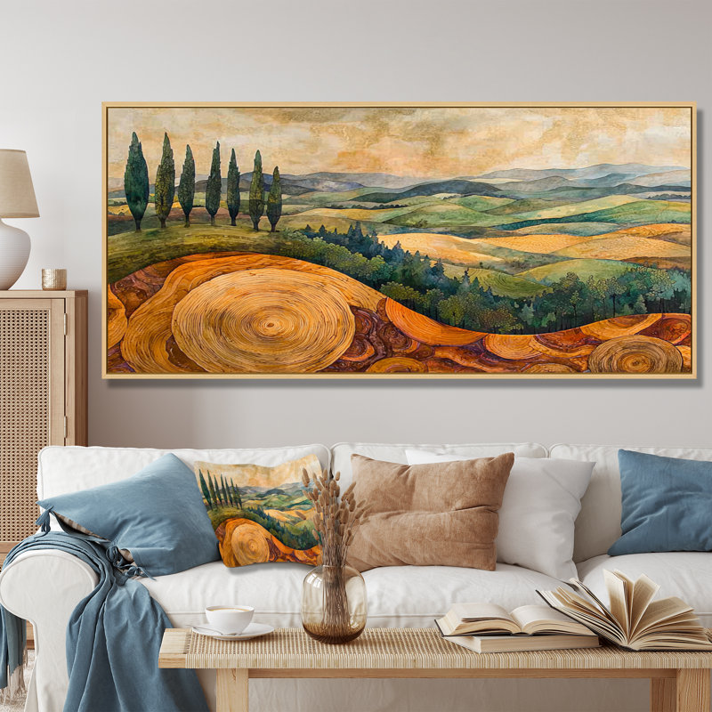 Crumrine - art mural vignoble, H 28 po x l 60 po, Floater Framed, Argent argent