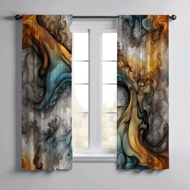 Paire de rideaux semi-transparents en polyester Ellidh, L 56 po x L 78 po
