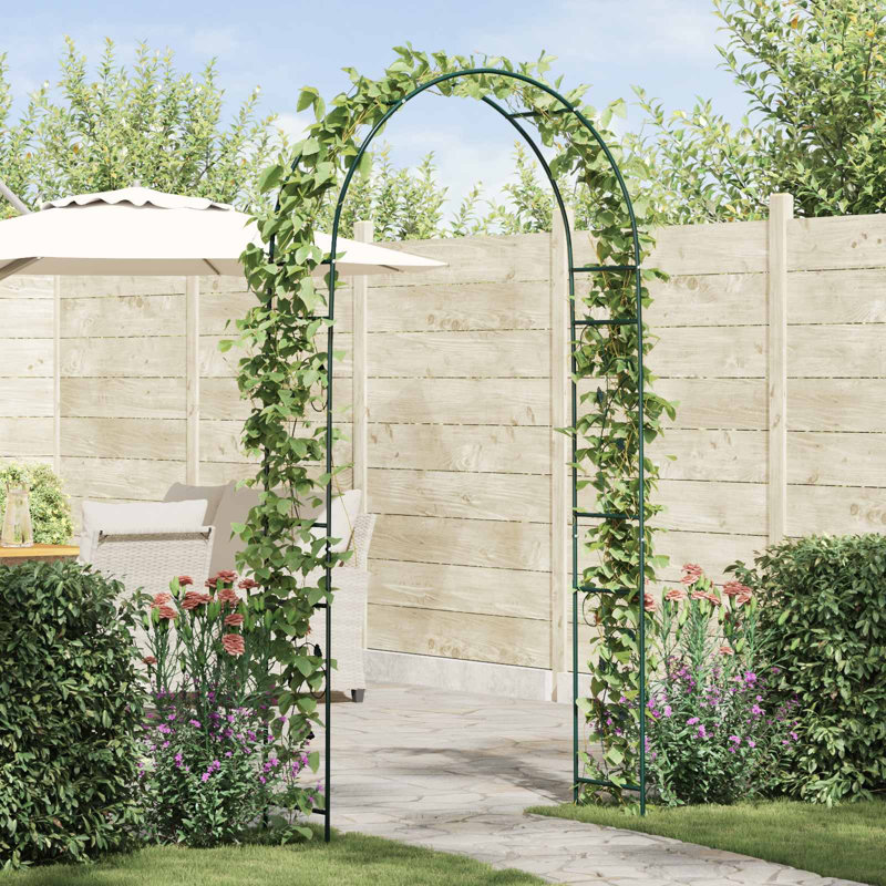 115cm W x 37cm D Steel Arbour, Green