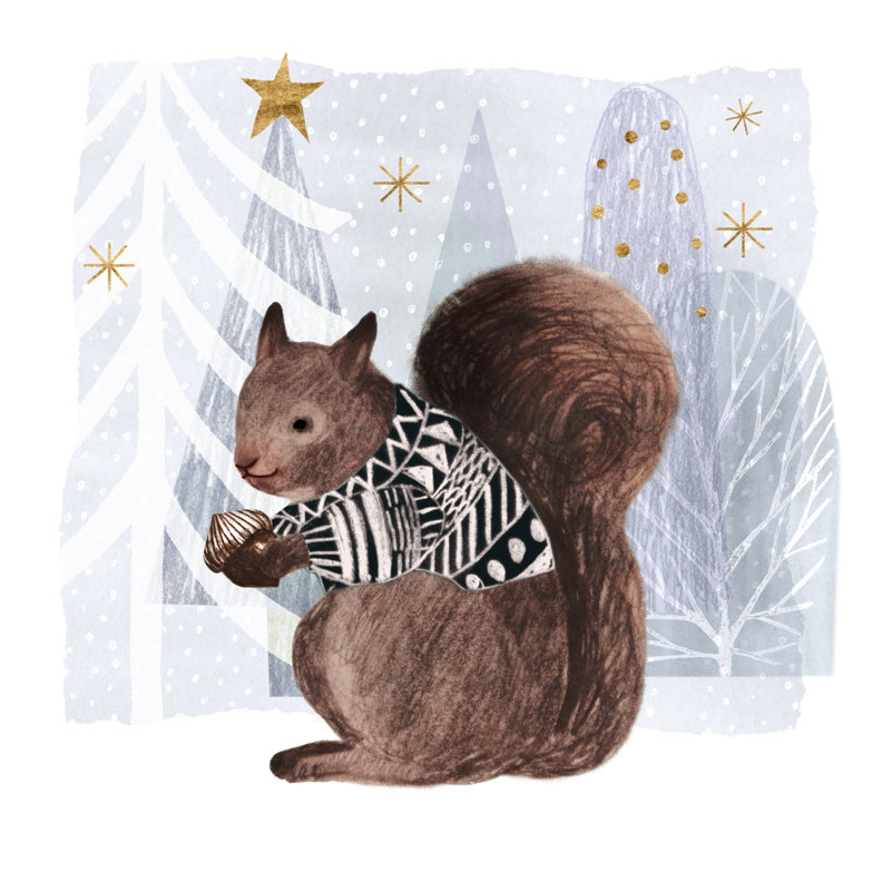 Cozy Woodland Animal II par Victoria Borges - impression sur toile tendue, H 20 po x l 20 po