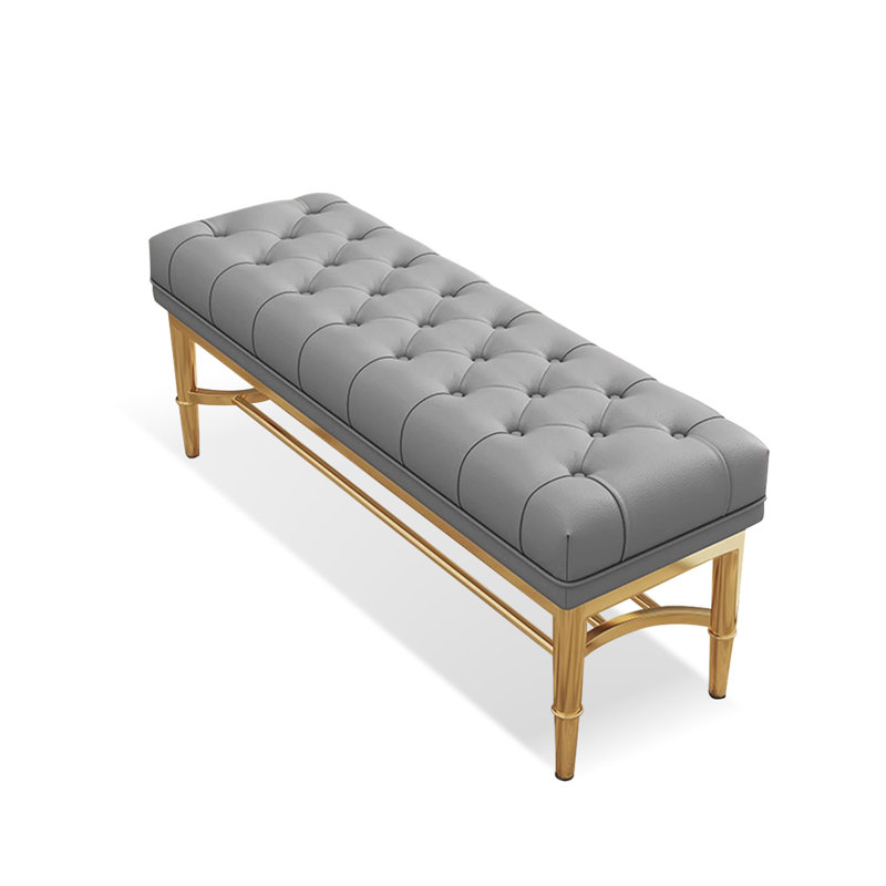 Banc de chambre en cuir gris avec banc d'entrée, Gris