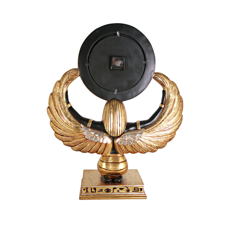 Grand-Scale Egyptian Goddess Isis Gold and Black Tabletop Clock
