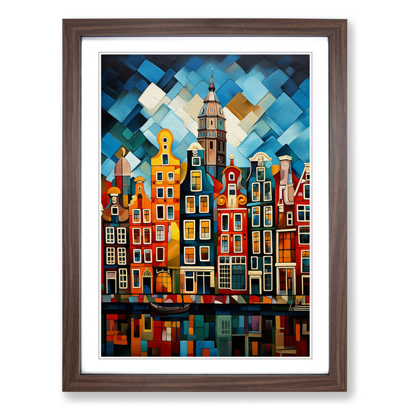 XYZ-FRM-V1223-1792 Amsterdam Constructivism No.2 - Single Picture Frame Print on Wood, Walnut, 34cm H x 25cm W x 2cm D